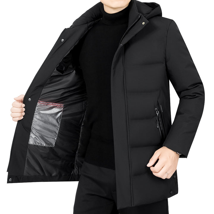 Herren Thermo-Winterkurzmantel mit luxuriösem Kunstfell-Innenfutter und Stehkragen – Marzano