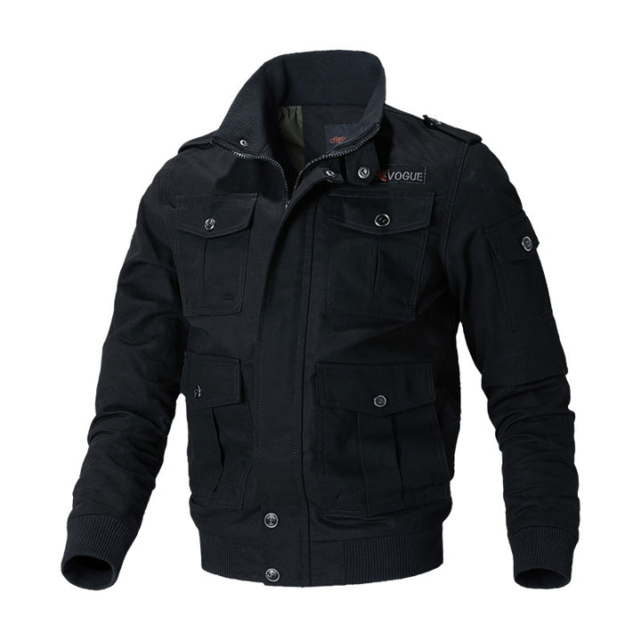 Herren nan militärische Fieldjacke mit Mehrfach-Taschen, Schulterklappen und Rippbündchen Echo Archiv
