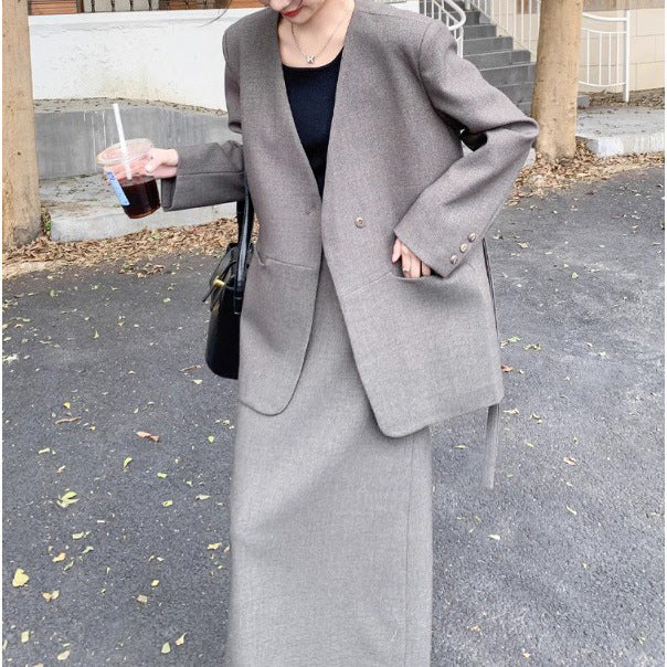 Damen Eleganter Oversized Blazer mit Taschen Echoarchiv