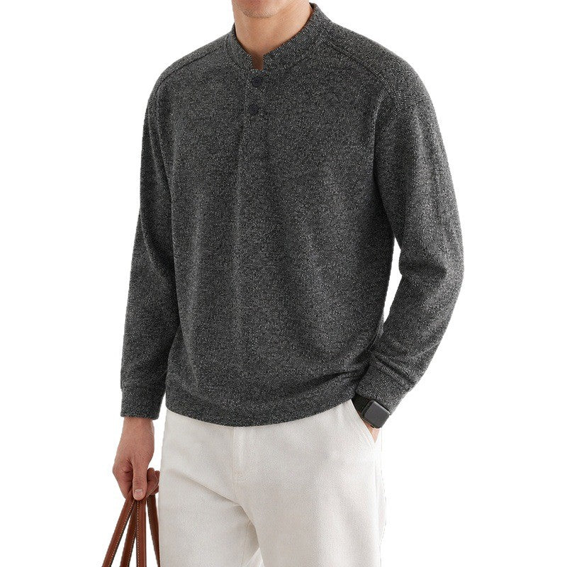 Herren Feinstrick-Henleypullover mit Knopfleiste und Rippbündchen Echo Archiv