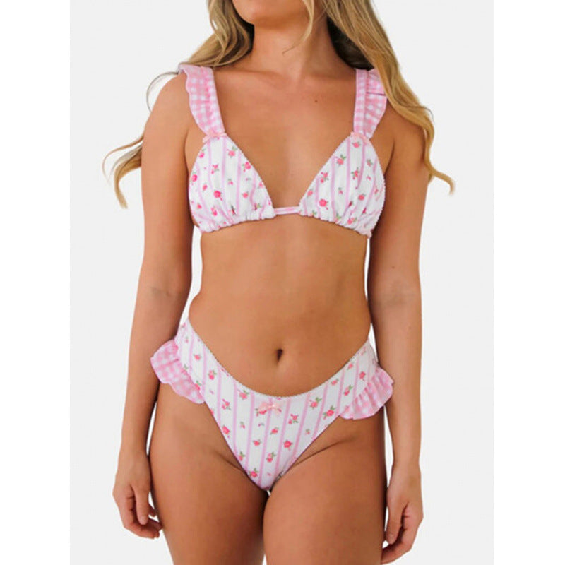 Damen Triangel-Bikini mit floralem Design und Rüschendetails Echo Archiv
