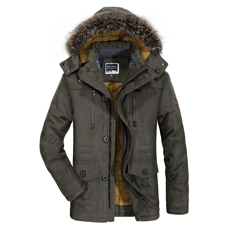 Herren Thermo-Parka im Fieldstil mit abnehmbarer Kunstfellkapuze und Teddyfleece‑Innenlage Echo Archiv