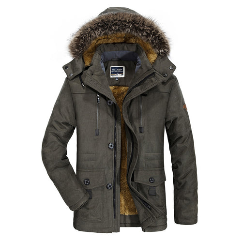 Herren Thermo-Parka im Fieldstil mit abnehmbarer Kunstfellkapuze und Teddyfleece‑Innenlage Echo Archiv