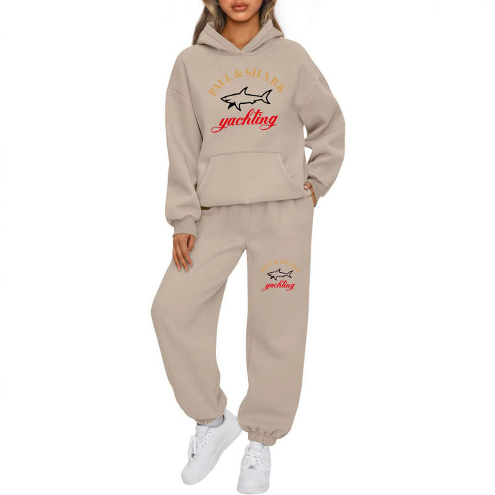 Damen nan oversized Hoodie und Jogginghose Set mit Kapuze Kängurutasche und gerippten Bündchen Echo Archiv