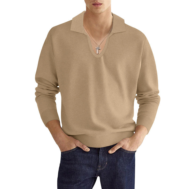 Herren Strickpullover mit modischem V-Ausschnitt und strukturiertem Design Echoarchiv