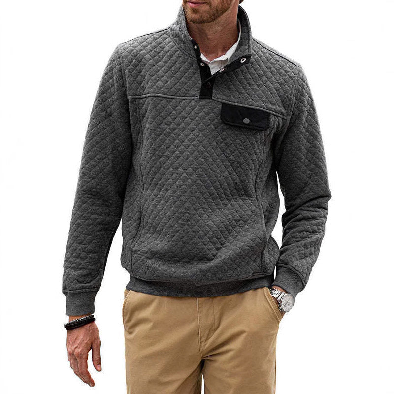Herren Stepp-Pullover mit modernem Kragen und Brusttasche Echoarchiv
