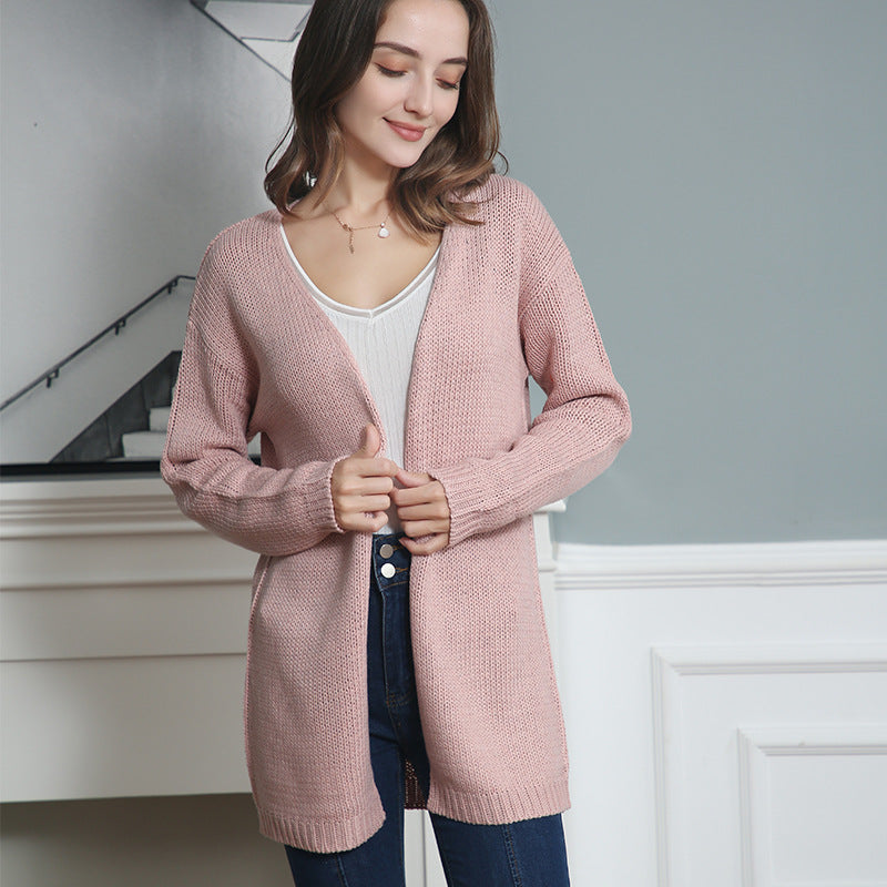 Damen Longline Strickcardigan ohne Verschluss mit offener Front und feiner Rippkante Echo Archiv