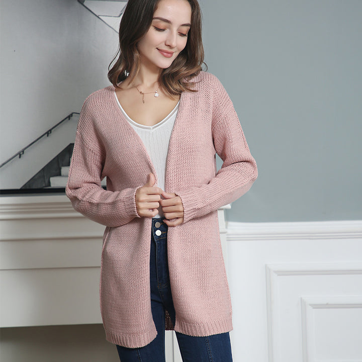 Damen Longline Strickcardigan ohne Verschluss mit offener Front und feiner Rippkante Echo Archiv