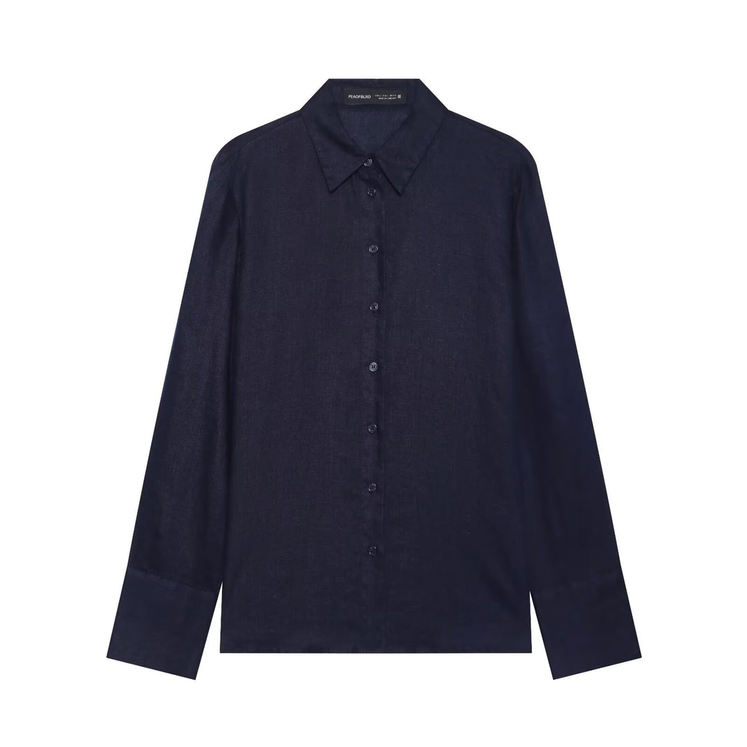 Damen Oversized Seidenimitat-Hemdbluse mit Kentkragen und Manschetten Echo Archiv