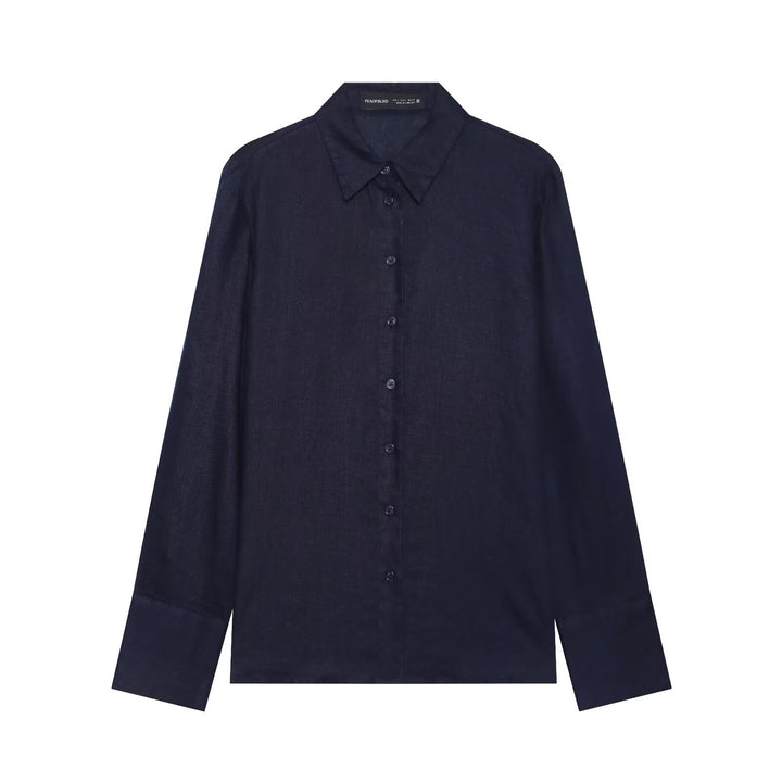 Damen Oversized Seidenimitat-Hemdbluse mit Kentkragen und Manschetten Echo Archiv
