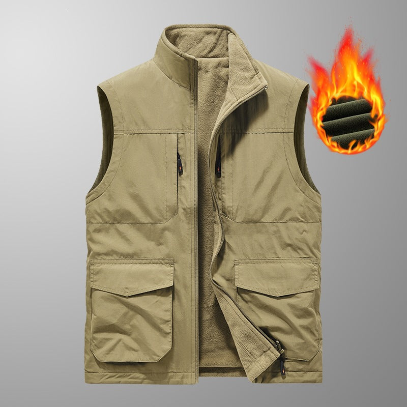 Herren Utility‑Weste mit Multi‑Taschen, Stehkragen & atmungsaktivem Mesh‑Futter Echoarchiv
