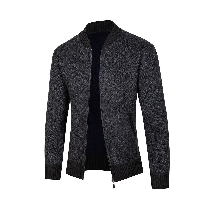 Herren Strickjacke mit modernem Rautenmuster und Reißverschluss Echoarchiv