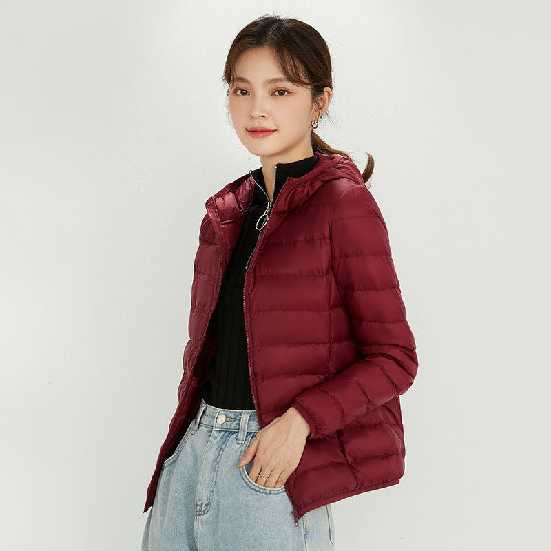 Damen Ultraleichte gesteppte Kapuzenjacke mit ultraflacher Thermowatte Echoarchiv