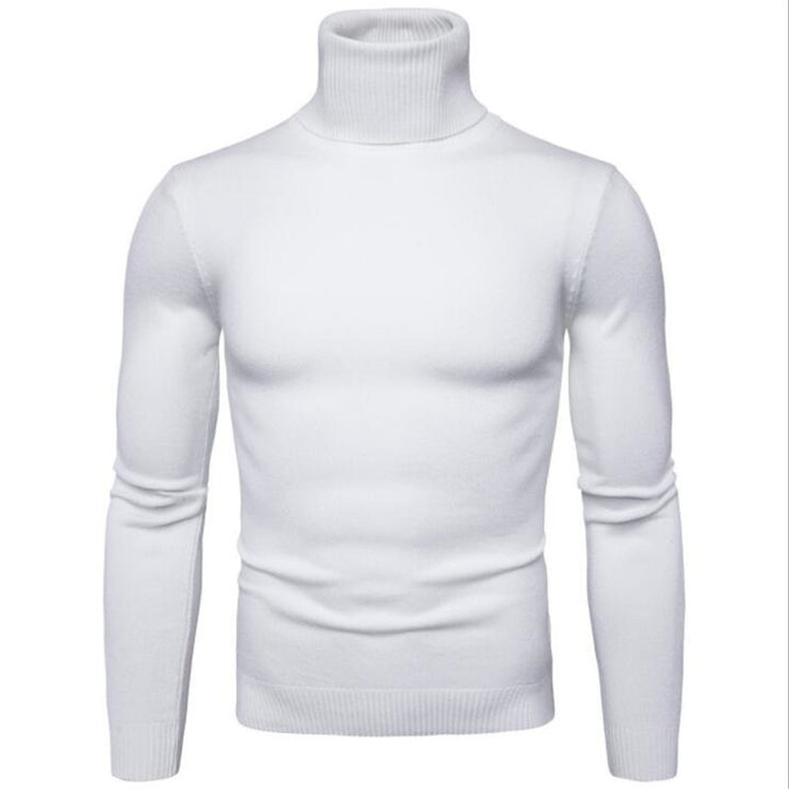 Herren Strickpullover mit hohem Kragen und schmalem Schnitt Echoarchiv