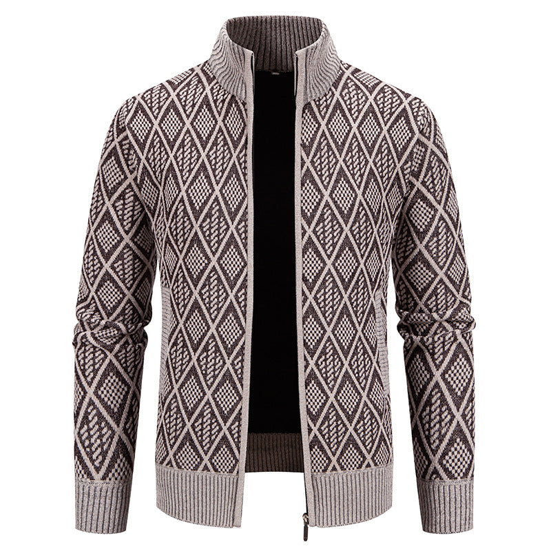 Herren Strickjacke mit strukturiertem Design und hohem Kragen Echoarchiv