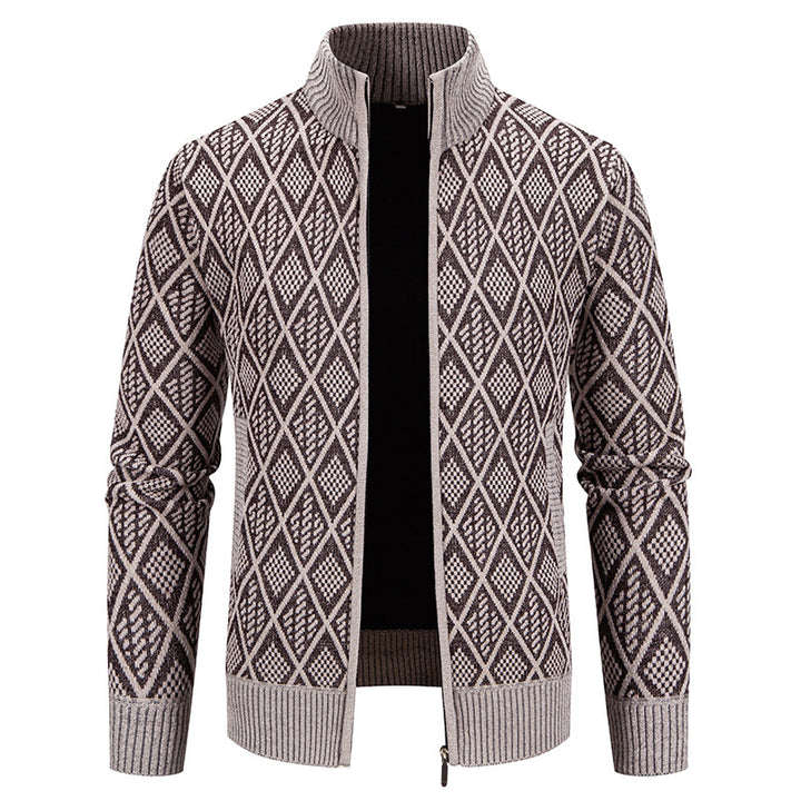 Herren Strickjacke mit strukturiertem Design und hohem Kragen Echoarchiv