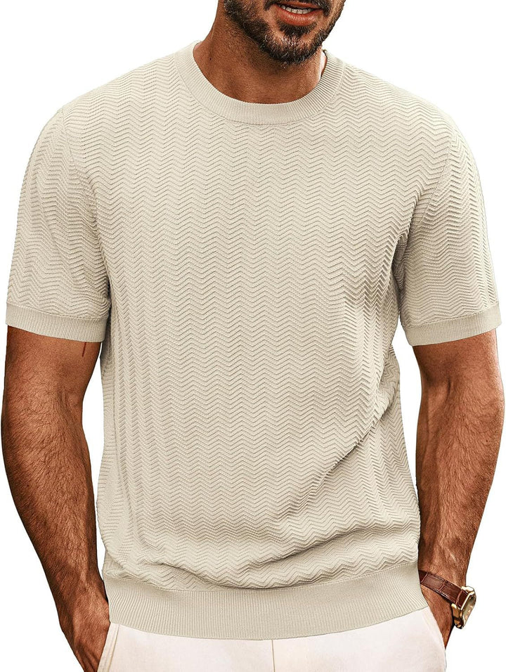 Herren strukturiertes Rundhals T-Shirt Echoarchiv