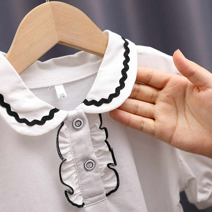 Mädchen modische Bluse mit Rüschenkragen und Puffärmeln Echo Archiv