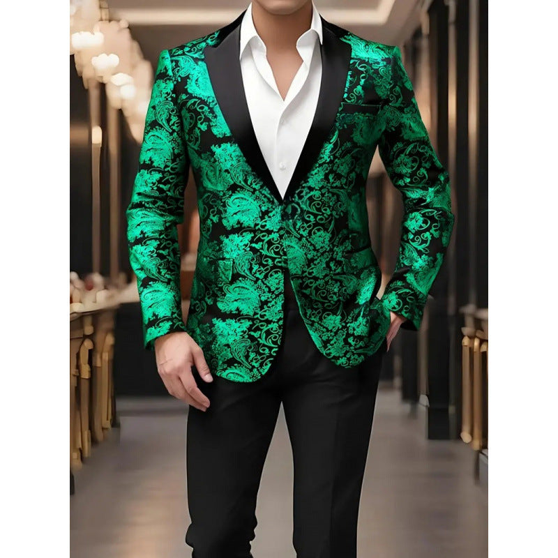 Herren eleganter Smokingblazer mit luxuriösem floralem Jacquard-Muster Echoarchiv