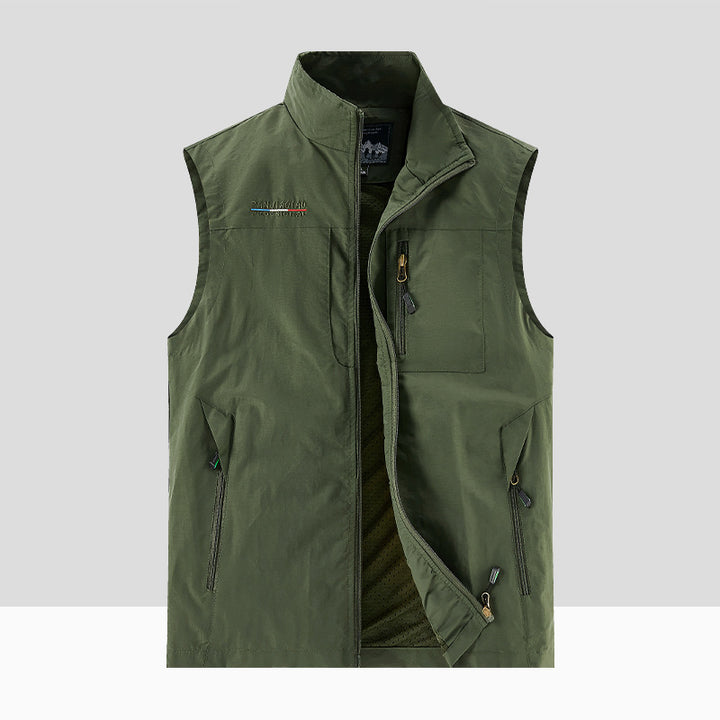 Herren Leichte multifunktionale Outdoor-Utility‑Weste mit Mesh‑Futter und mehreren Reißverschlusstaschen Echoarchiv