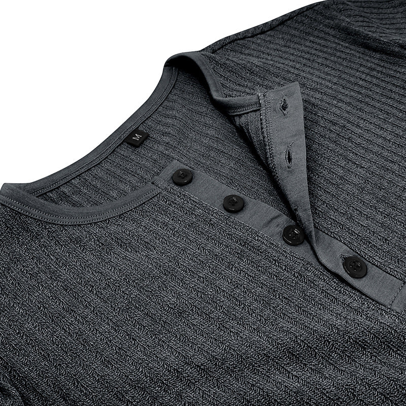 Herren Kurzarm Henley-Shirt mit strukturiertem Design und stylisher Knopfleiste Echoarchiv