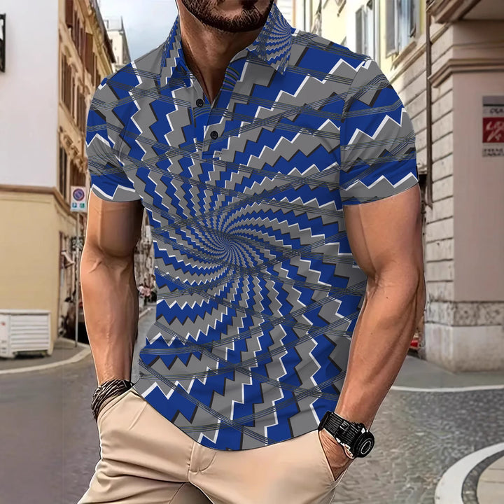 Herren Poloshirt mit modernem Wirbelmuster Echoarchiv