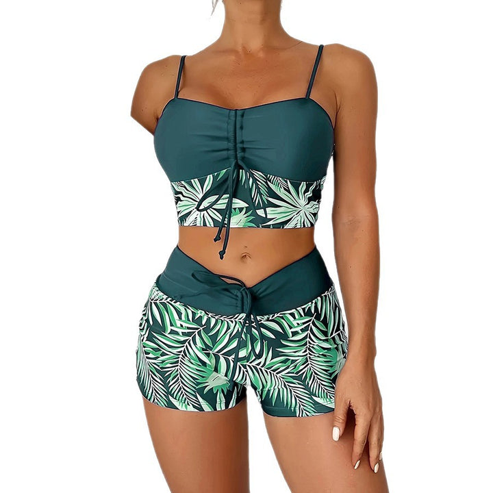 Damen Crop-Top Bikini mit floralem Design und bequemen Shorts Echo Archiv