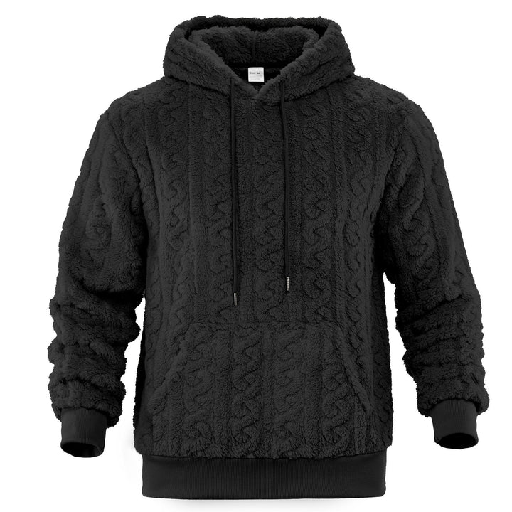 Herren Sherpa-Kapuzenpullover mit Zopfmuster, Kängurutasche und Rippbündchen Echoarchiv