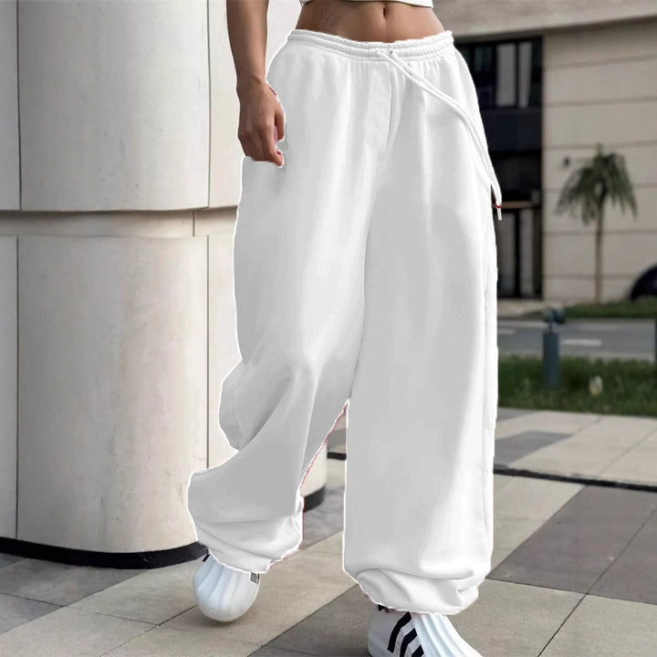 Damen weite Baggy-Jogginghose mit hohem Komfortbund, Kordelzug und elastischen Knöchelbündchen – Avélisse