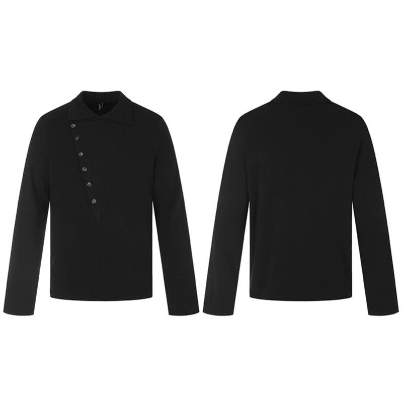 Herren Asymmetrische Hemdjacke mit schräger Knopfleiste und cleanem Stehkragen Echoarchiv