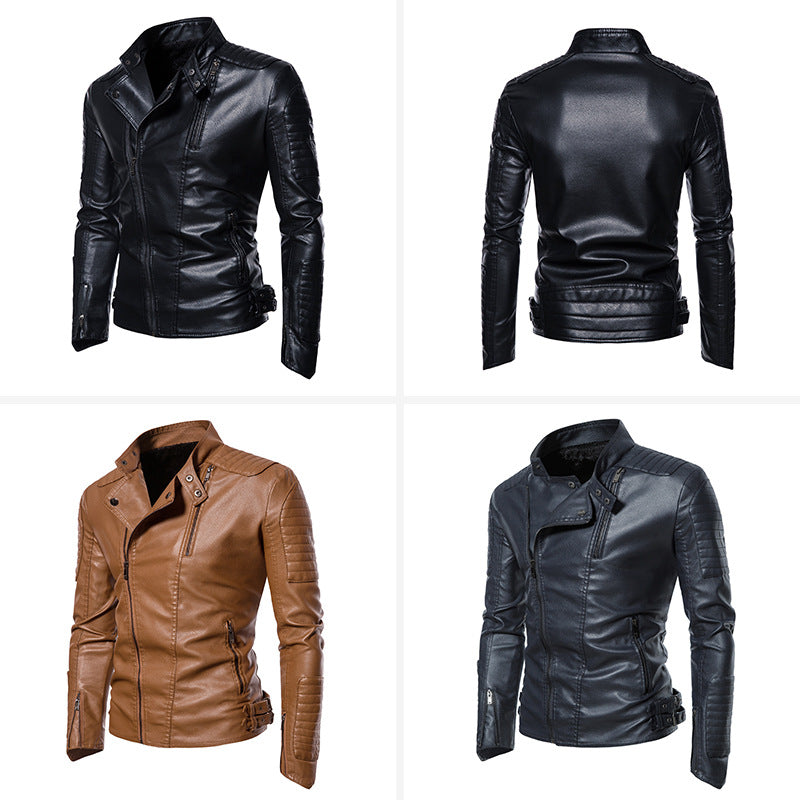 Herren Bikerjacke im modernen Design mit robusten Reißverschlusstaschen Echoarchiv