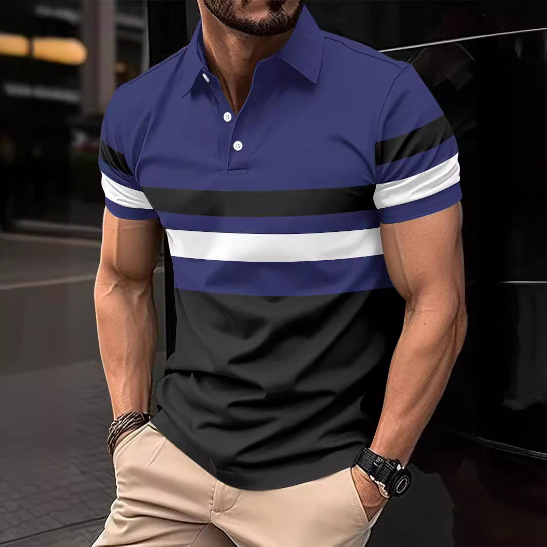 Herren Trendy Gestreiftes Aktiv Polo-Shirt Echoarchiv