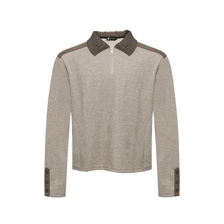 Damen Langarm-Poloshirt mit Halbzip, Kontrastschultern und Knopfmanschetten Echoarchiv