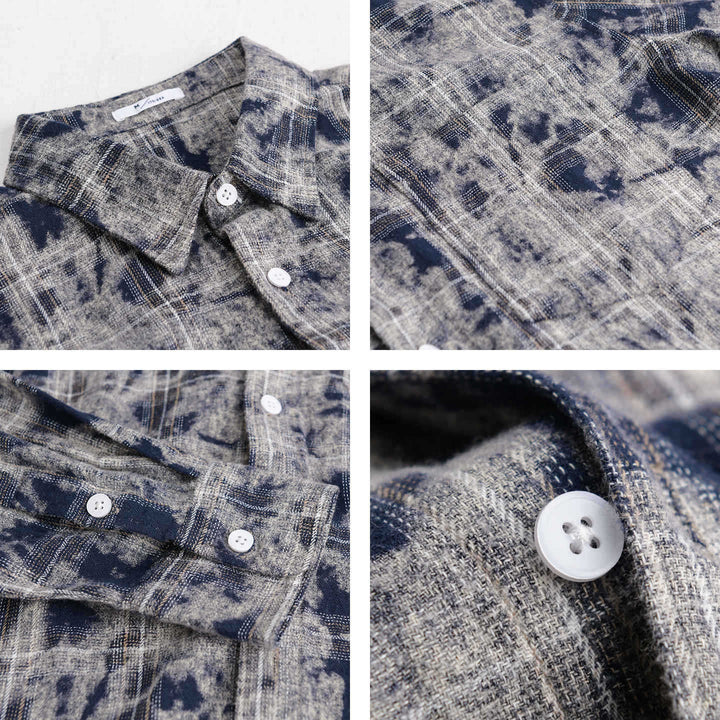 Herren Gebleichte Karo-Flanell-Overshirt Jacke im Used‑Look Echoarchiv