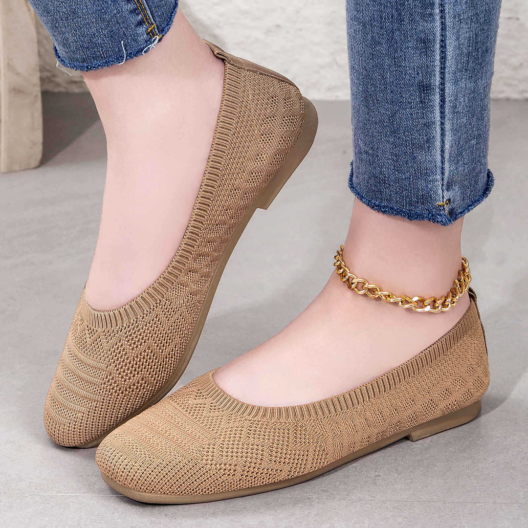 Damen nan gestrickte Ballerina-Slip-On Komfortballerina mit nahtlosem Sockeneinstieg und flexibler Leichtsohle Echo Archiv