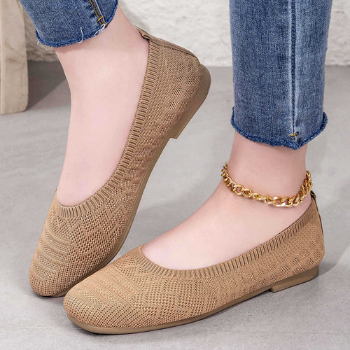 Damen nan gestrickte Ballerina-Slip-On Komfortballerina mit nahtlosem Sockeneinstieg und flexibler Leichtsohle Echo Archiv