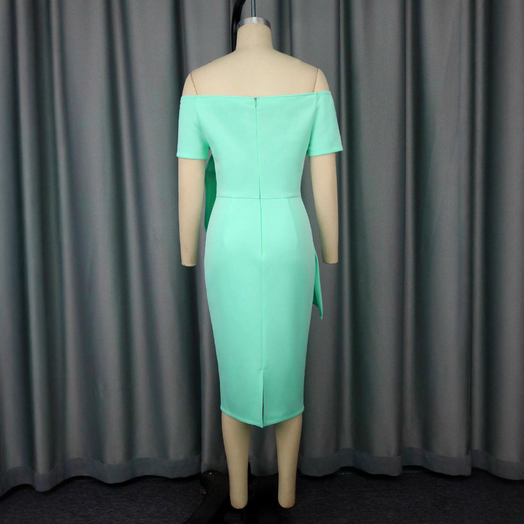 Damen figurbetontes Cocktailkleid mit asymmetrischem Rüschendesign Echo Archiv