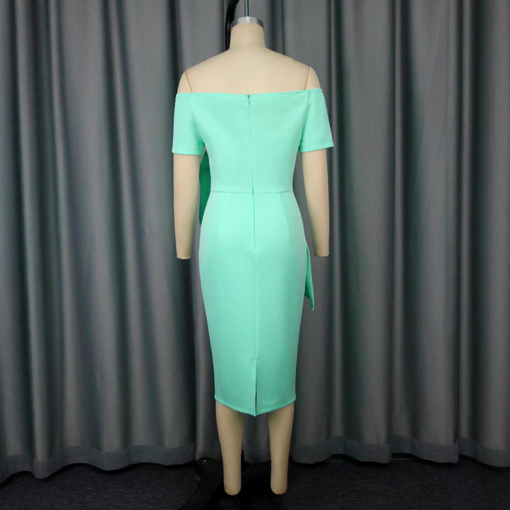 Damen figurbetontes Cocktailkleid mit asymmetrischem Rüschendesign Echo Archiv
