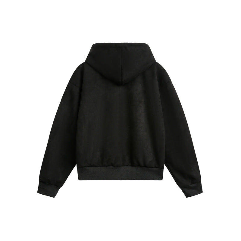 Damen Oversize-Kapuzen-Sweatjacke mit Reißverschluss und gefütterter Leoparden-Kapuze Echoarchiv