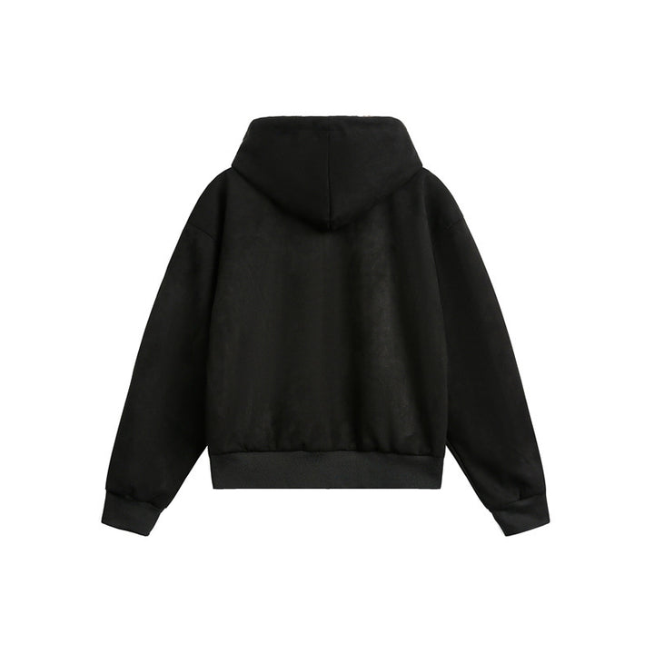Damen Oversize-Kapuzen-Sweatjacke mit Reißverschluss und gefütterter Leoparden-Kapuze Echoarchiv