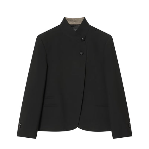 Damen Taillierter Kurzblazer mit Stehkragen und asymmetrischer Knopfleiste Echo Archiv
