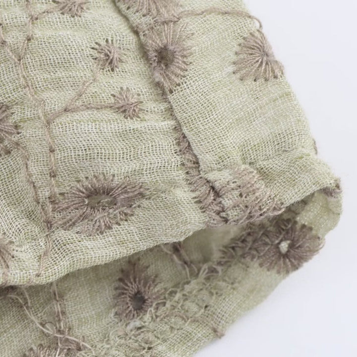 Damen Bestickte V‑Neck Boxy‑Bluse‑Jacke mit Patchwork‑Stickerei Echo Archiv