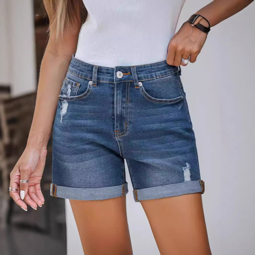 Damen Denim-Shorts im lässigen Stil mit modischen Rissdetails Echo Archiv