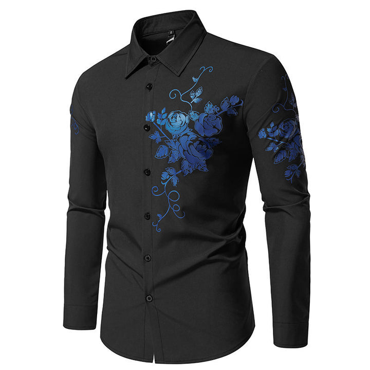 Herren Langarmhemd mit floralen Stickereien Echoarchiv