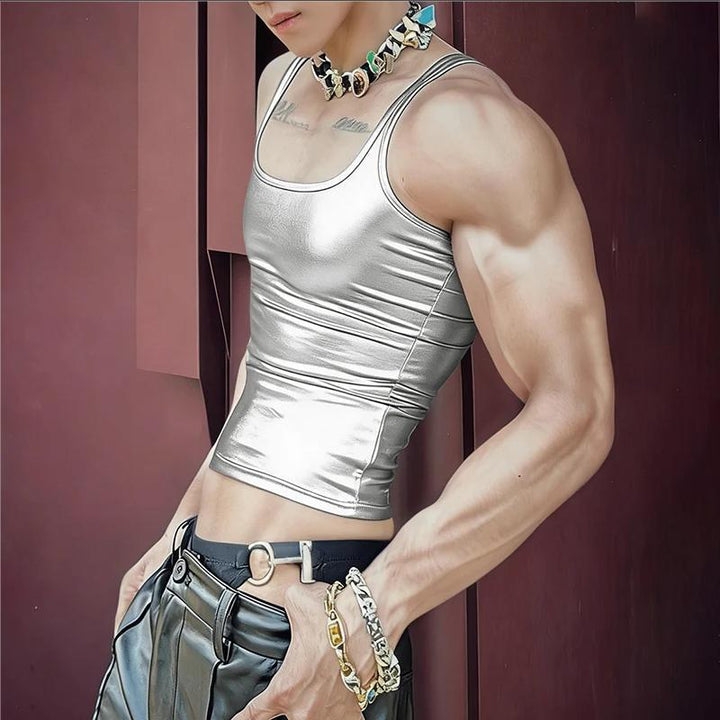 Damen nan tailliertes Glanz-Tanktop mit Racerback und feiner Nahtverarbeitung Echo Archiv