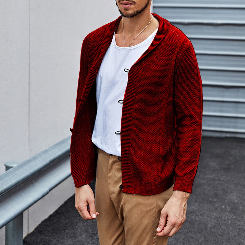 Herren Feinstrick-Cardigan mit Schalkragen, Karabiner-Verschlüssen und Strukturstrick Echo Archiv