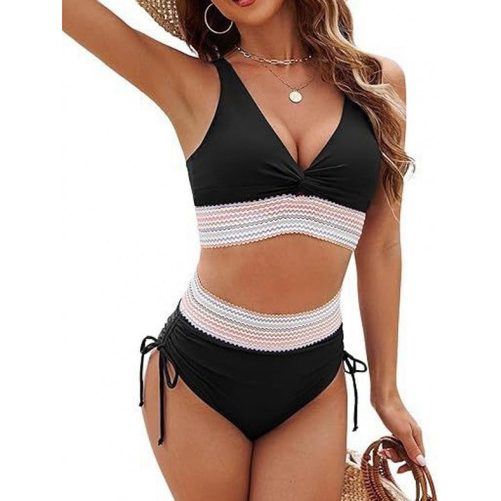 Damen Bikinioberteil mit hoher Taille und dekorativem Strickmuster Echo Archiv