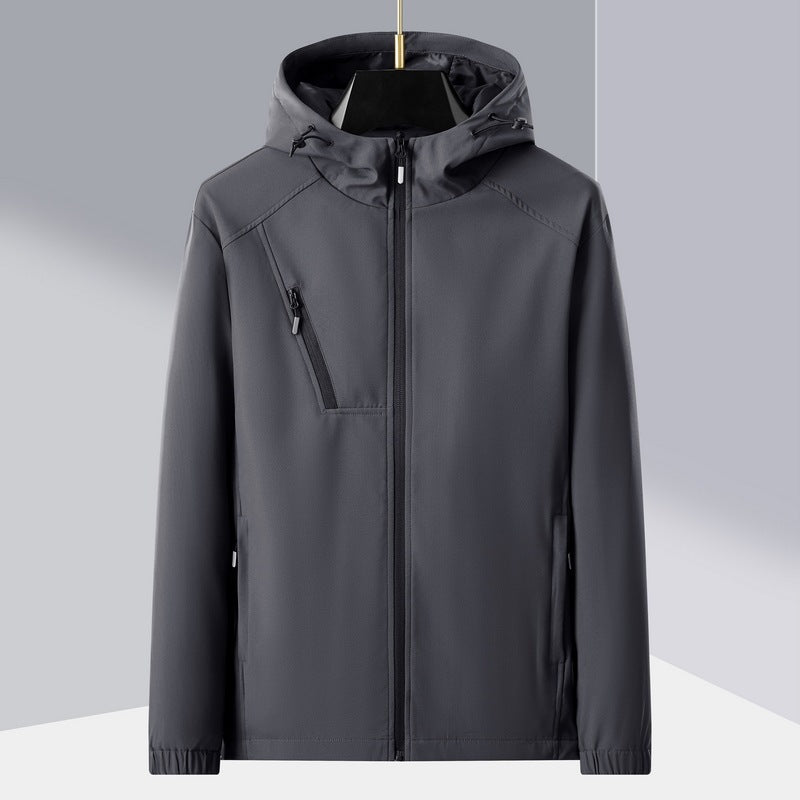 Herren leichte Softshell-Outdoorjacke mit ergonomischer Kapuze und diagonalem Brustreißverschluss Echo Archiv