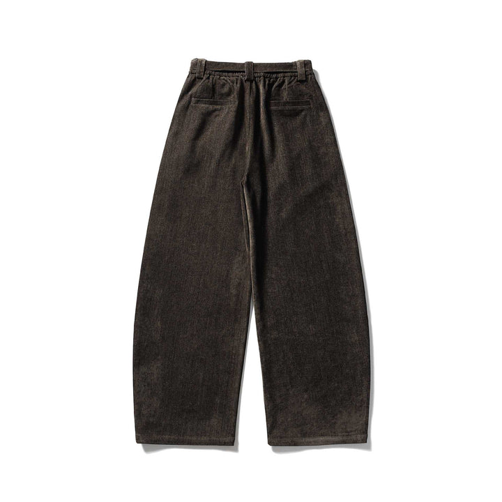 Damen Weite Hochtaillierte Bundfaltenhose mit Gürtel Echoarchiv