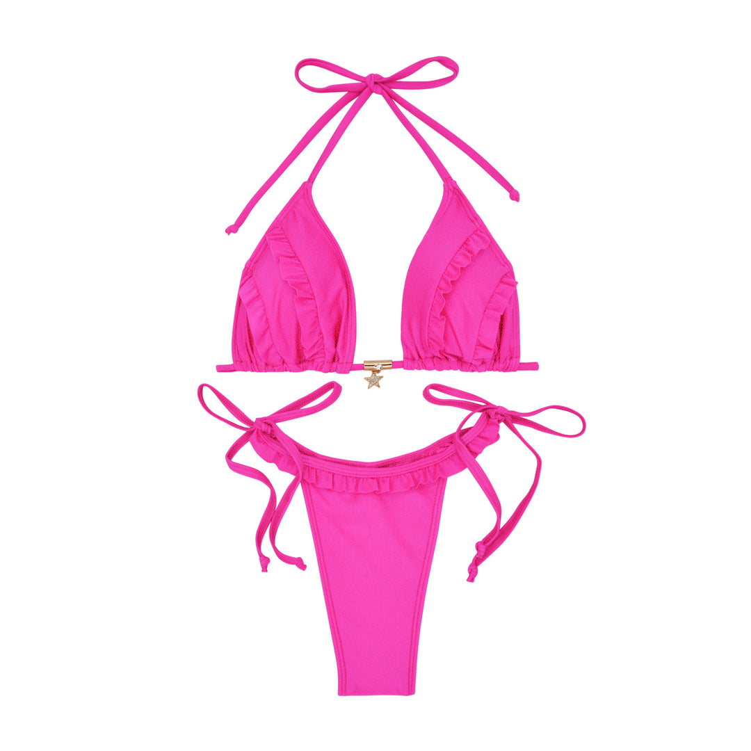 Damen Triangel-Bikini mit Rüschendetails und verstellbaren Bindebändern Echo Archiv